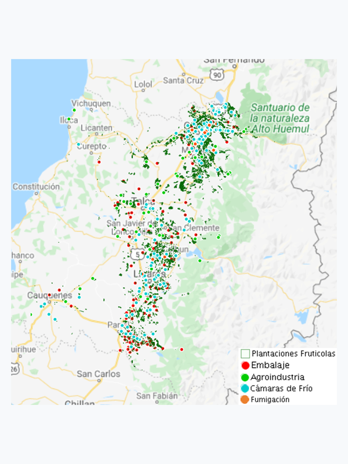 Catastro Frutícola, Región del Maule, actualización año 2016, escala 1:10.000